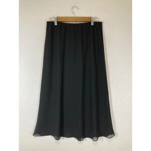 Formal Chiffon Alex Evenings Women Large Black Maxi Skirt Elastic Waist Elegant